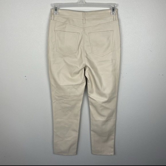 Free People Pants Rebel At Heart Vegan Leather Size 8 Straight Leg High Rise Tan - Picture 5 of 7